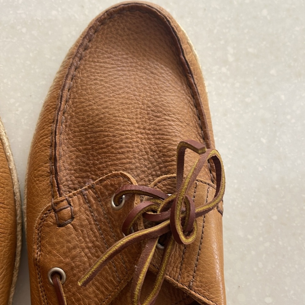 NWOT Bloomingdale’s brand Men’s tan supple leather espadrille boat shoe size 11. - Picture 8 of 10